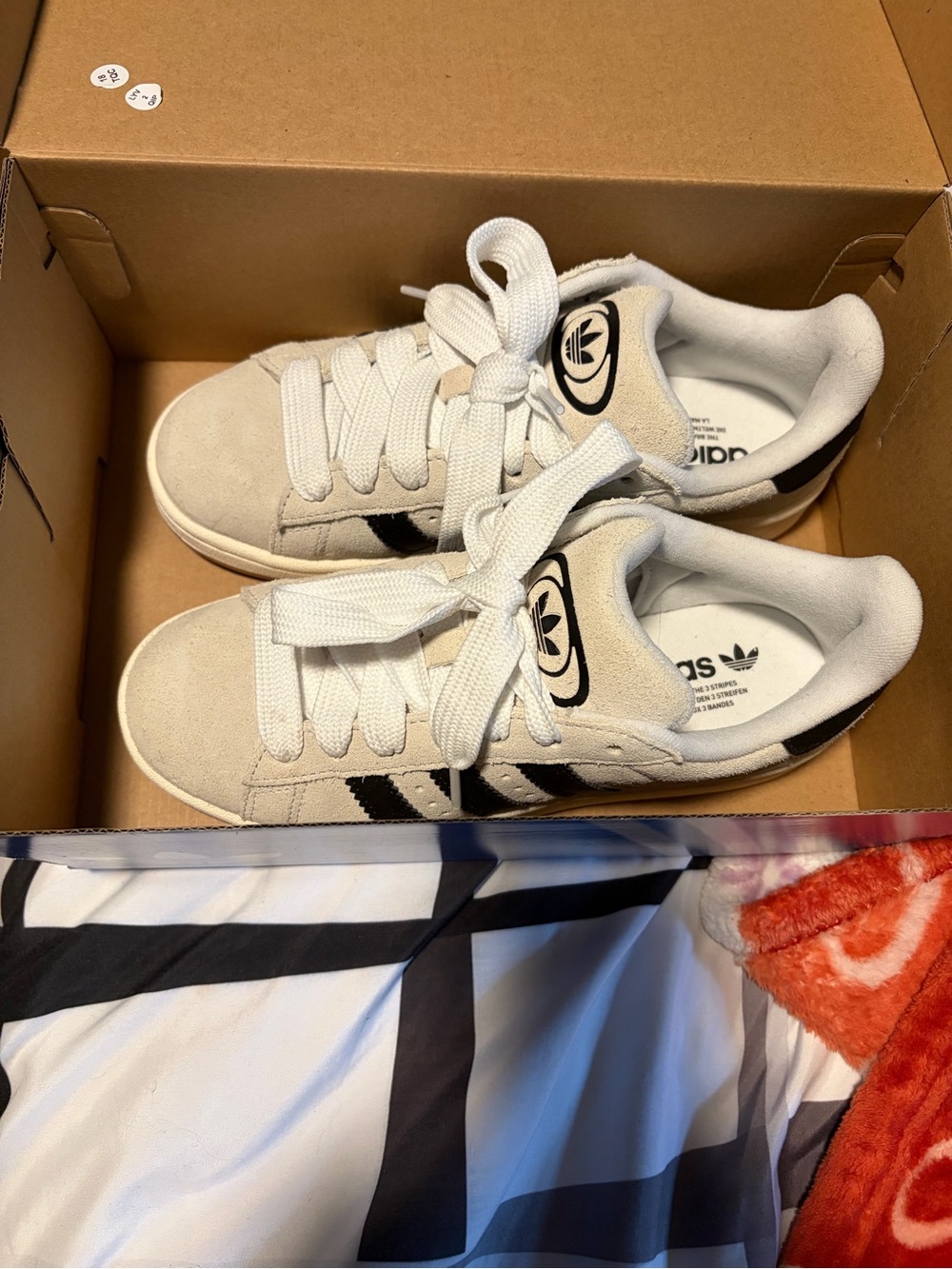adidas Kids Cream Suede Sneakers with Black Stripes